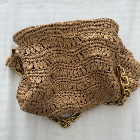 Zara Rattan Purse With Brass Link Hardware - Picture 2 of 5